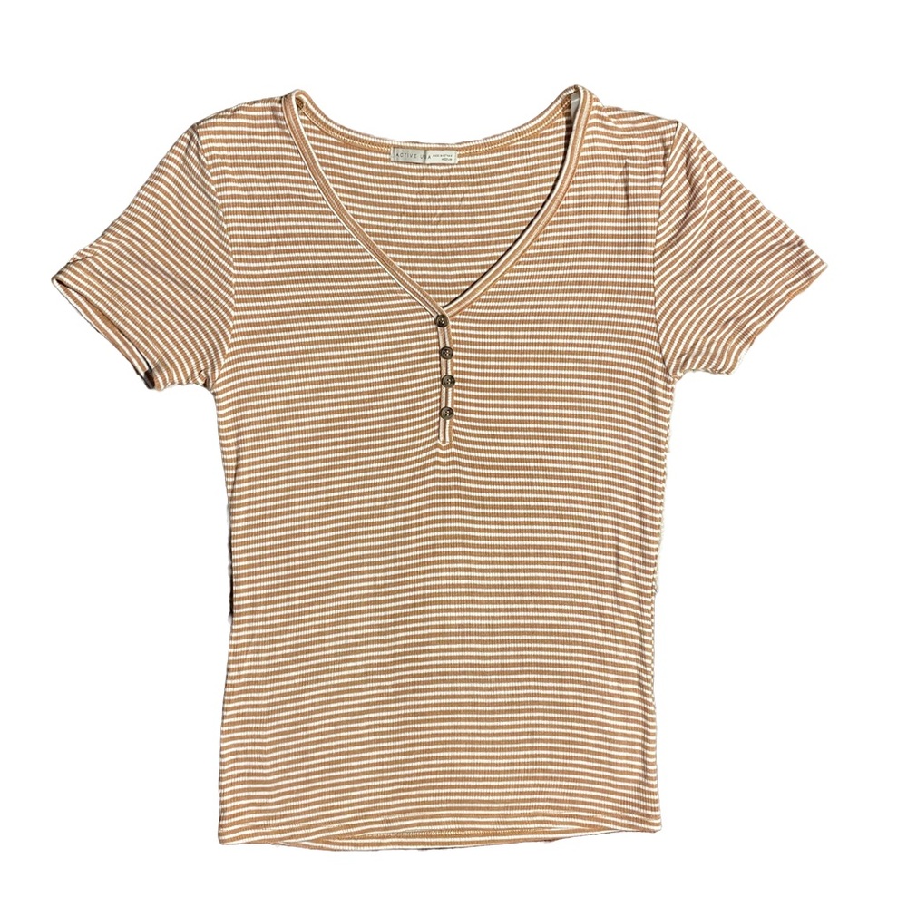 Orange Stripe V-Neck Top